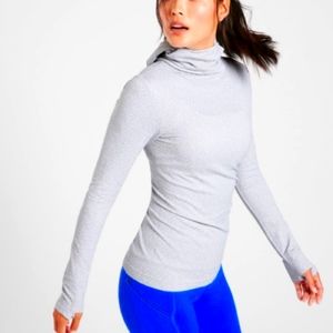 Athleta Flurry Scuba Hoodie White Ribbed